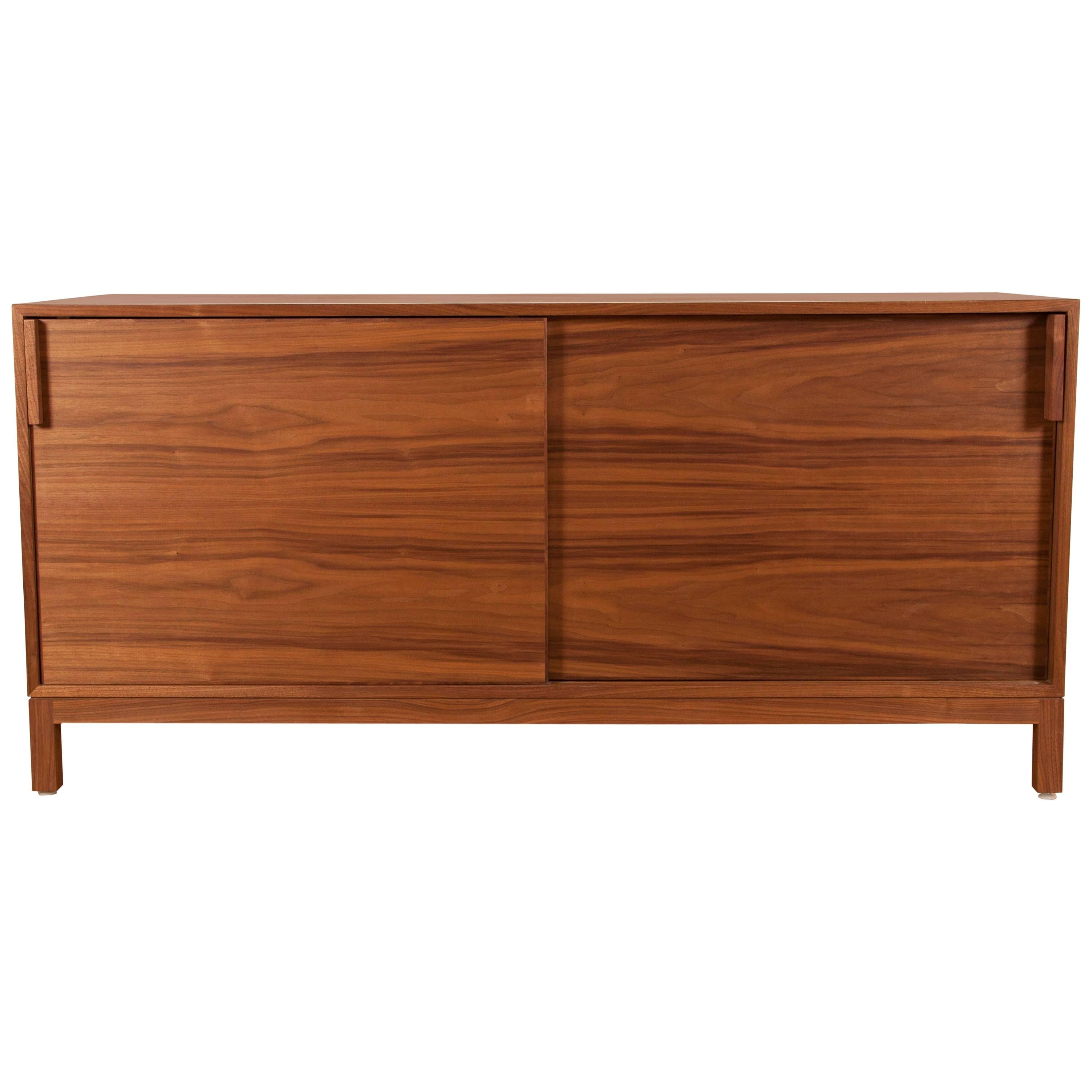 Neary Credenza with Sliding Doors, Walnut, Customizable For Sale