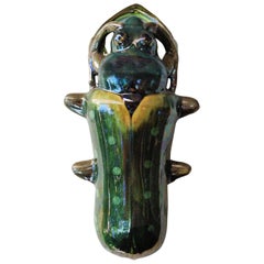 Majolica Grasshopper Wall Pocket Sarreguemines, circa 1920