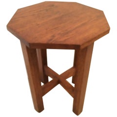 Vintage Mission Style 19th Century Oak Octagonal Small Side Drinks Table