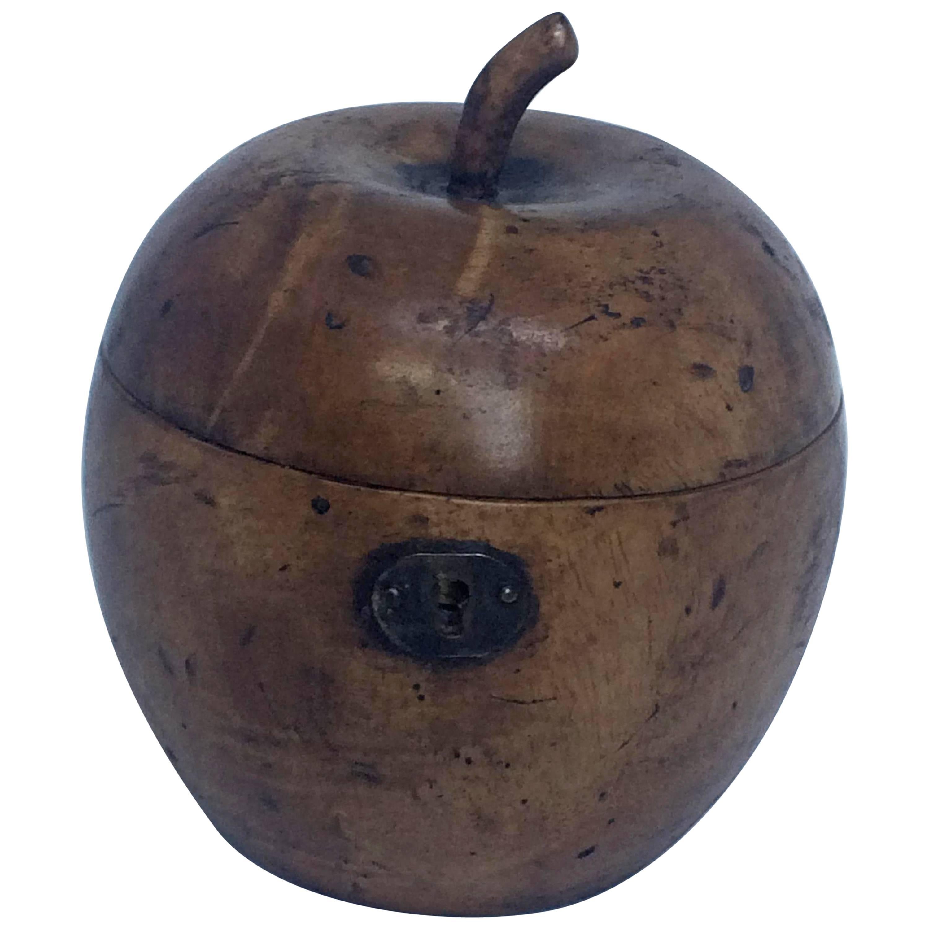 Early 19th Century Fruitwood Carved Apple Tea Caddy For Sale