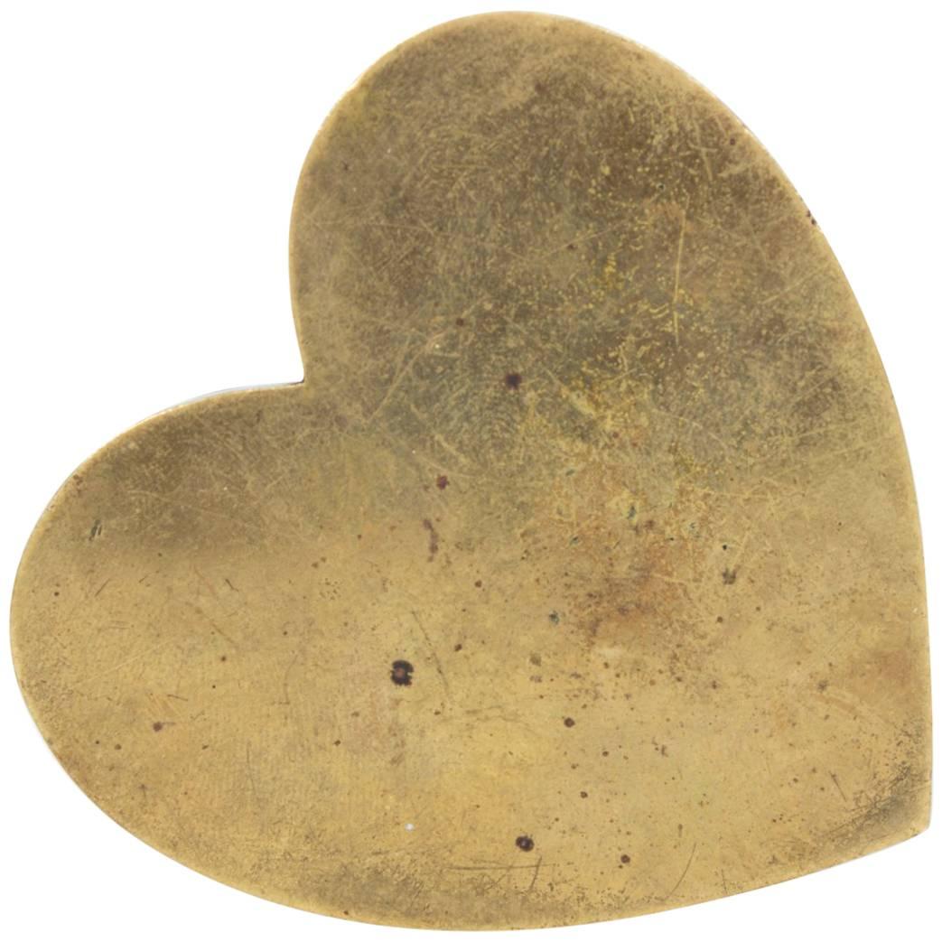 Marked Heavy Brass Paperweight in Shape of a Heart by Carl Auböck, Vienna, 1950s