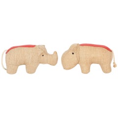 Cute Pair of 'Therapeutic Toys' by Renate Müller, Hippo and Rhino