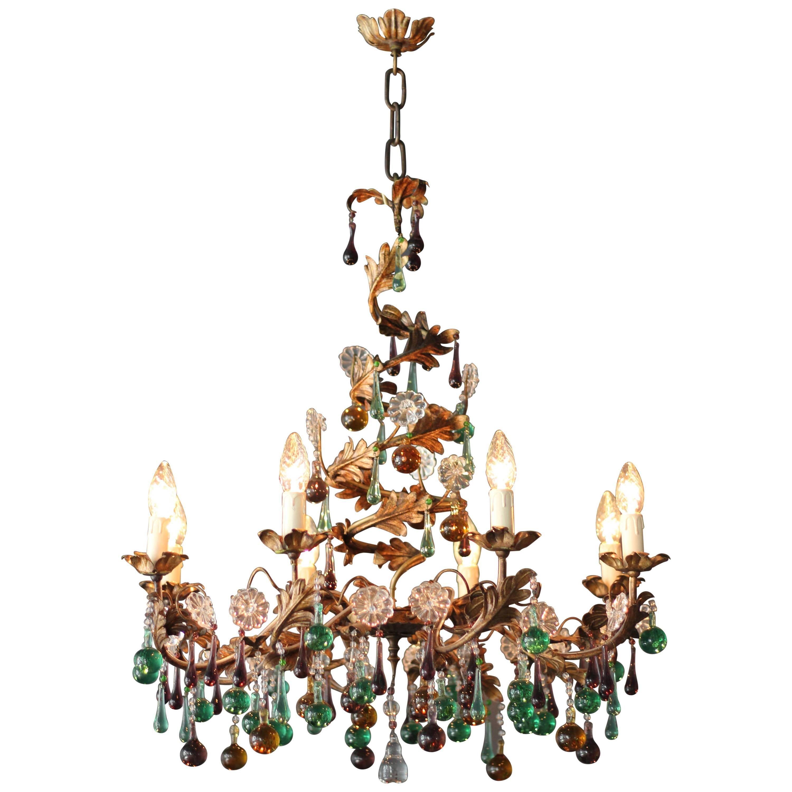 Murano Glass Chandelier Colorful Spiral Special Green Brown Lustre Ceiling Lamp