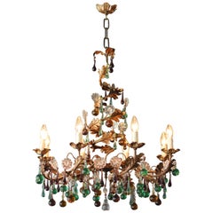 Vintage Murano Glass Chandelier Colorful Spiral Special Green Brown Lustre Ceiling Lamp