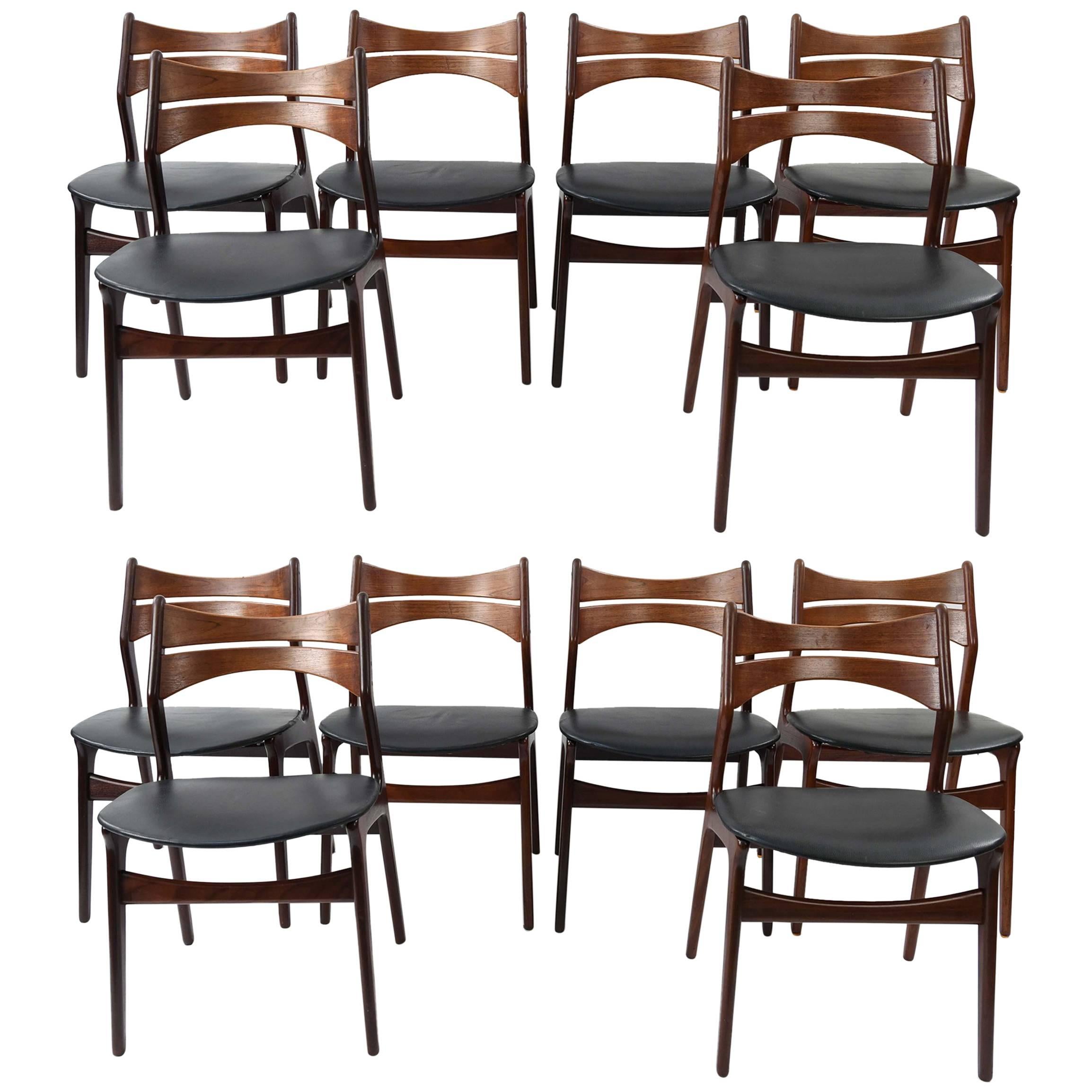 Set of '12' Model 310 Teak Dining Chairs by Erik Buck for Chr. Christiansen