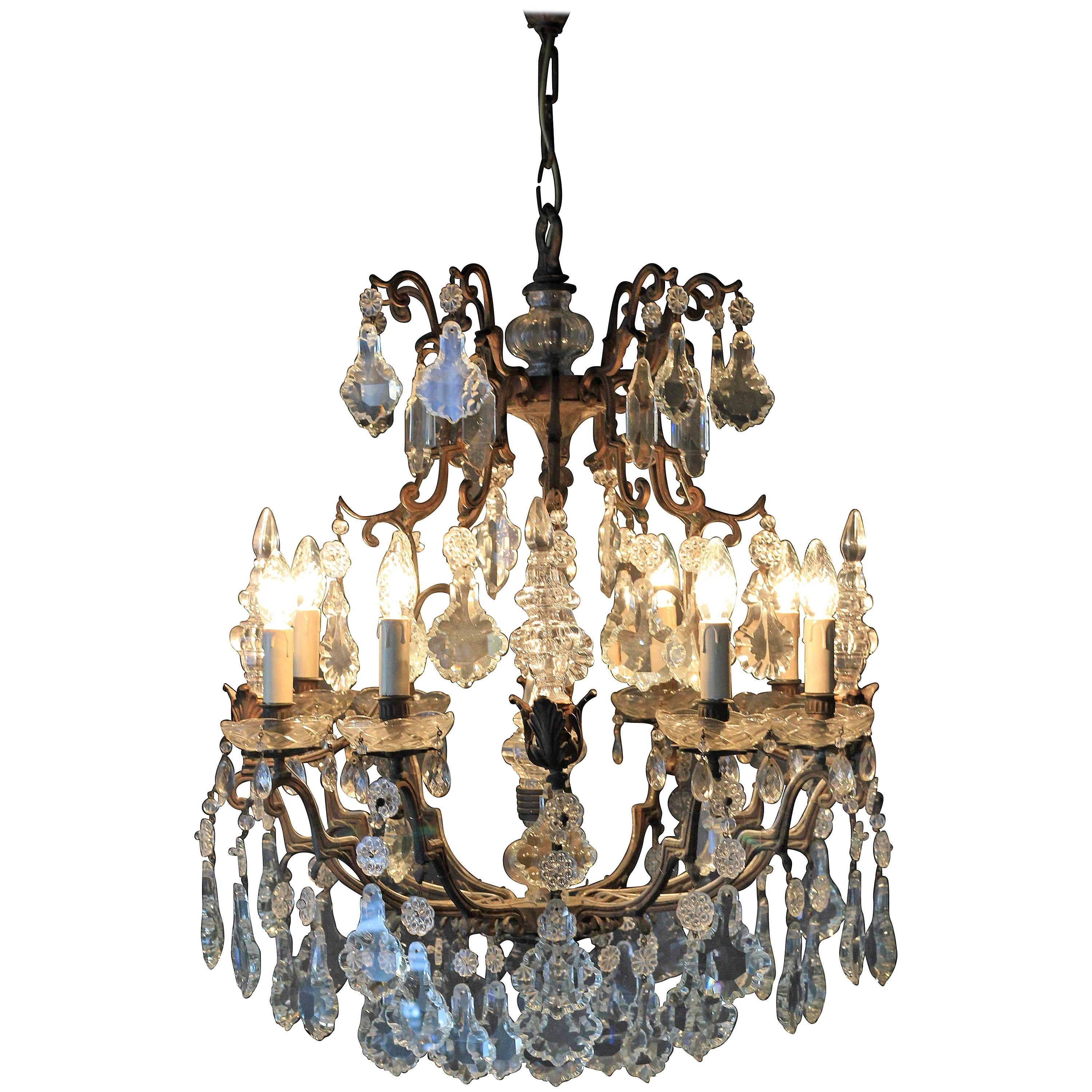 Fine Rarity Crystal Chandelier 1920 Lustre Antique Ceiling Lamp Art Nouveau WoW