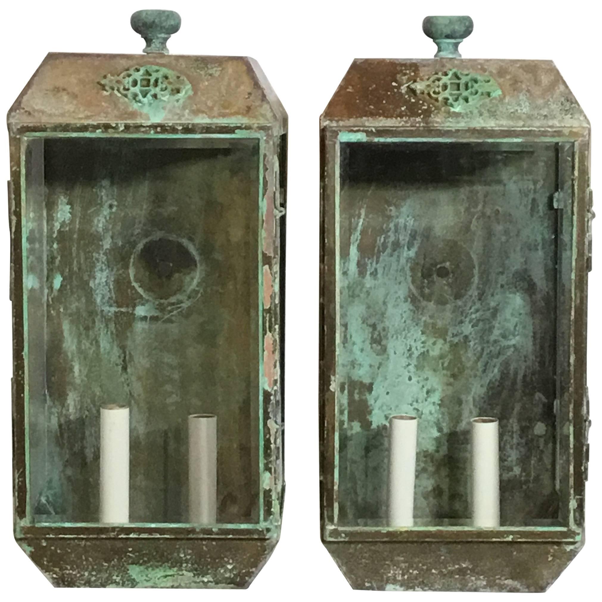 Pair of Vintage Wall Hanging Lanterns