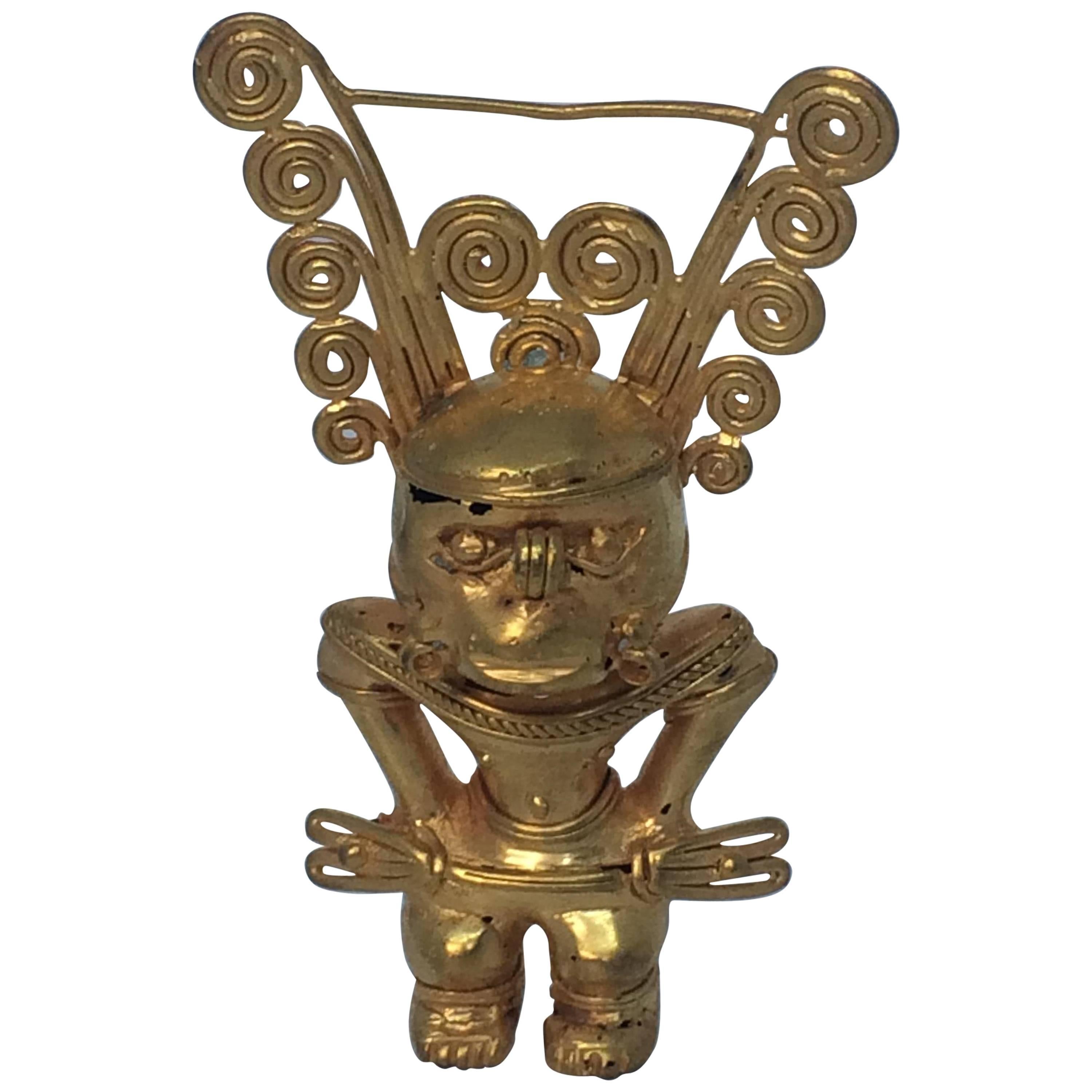 Pre Columbian Gold Figure, High Priest For Sale