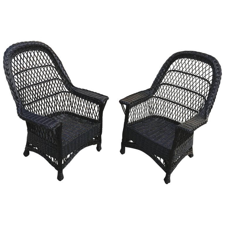 Antique Bar Harbor Willow Wicker Chairs at 1stDibs