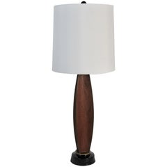 Gerald Thurston Parabolic Walnut and Brass Lightolier Table Lamp, circa 1956