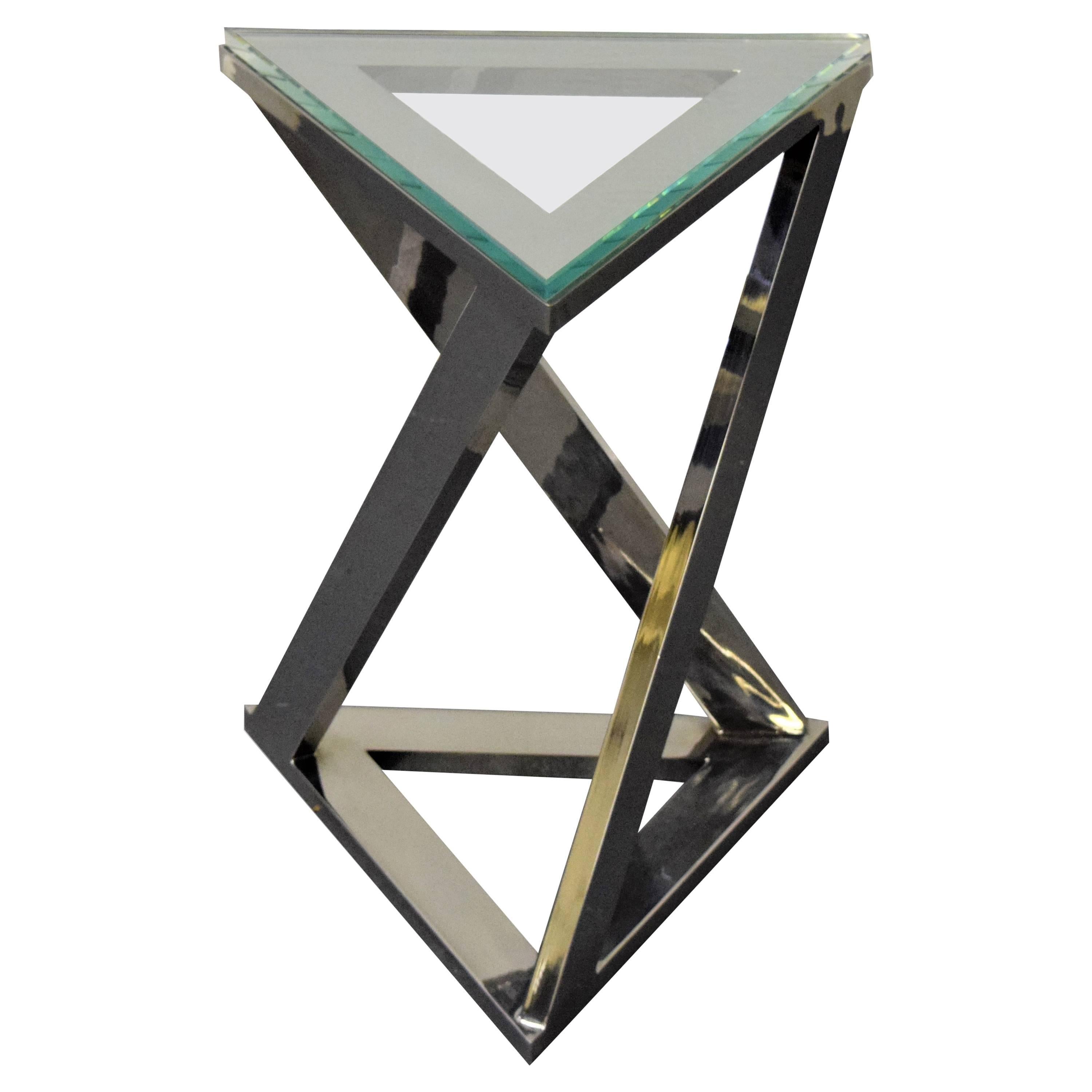 Design Institute of America Chrome and Glass Side Table