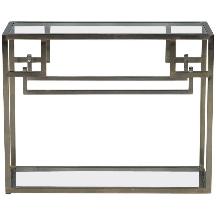 Vintage Polished Stainless Steel Modern Console Table