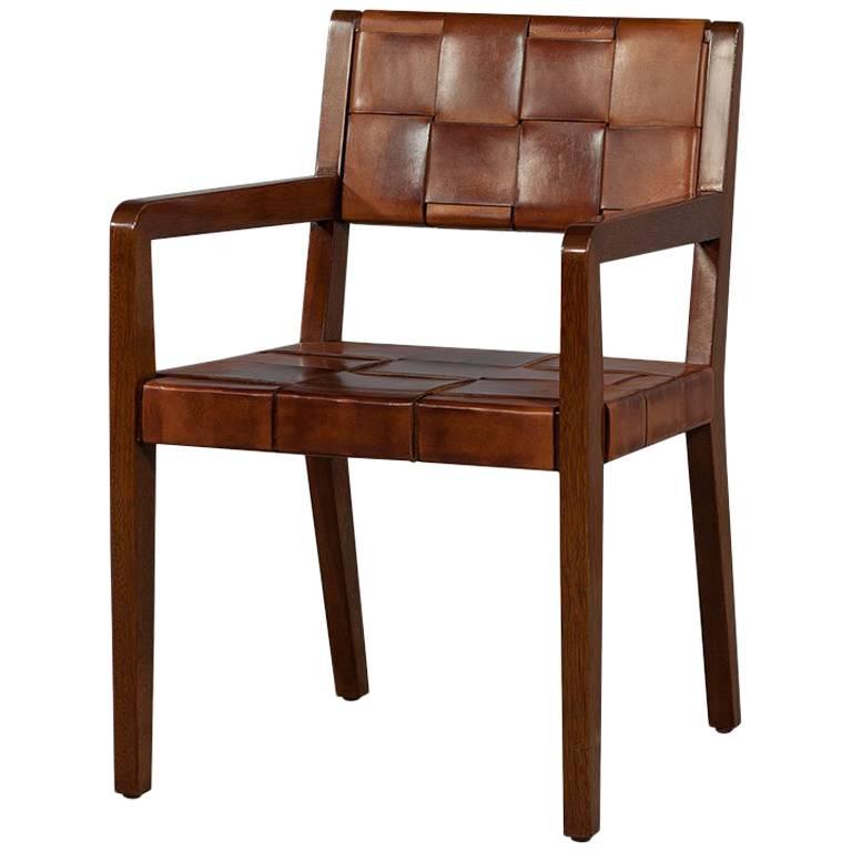 Safari Woven Leather Arm Desk Chair