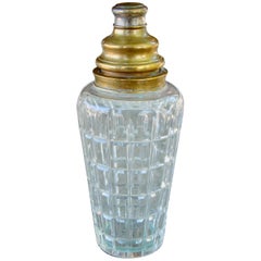 Signed Abercrombie and Fitch Cut-Glass and Brass Cocktail Shaker, circa 1940s