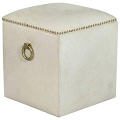 White Hair on Hide Storage Ottoman