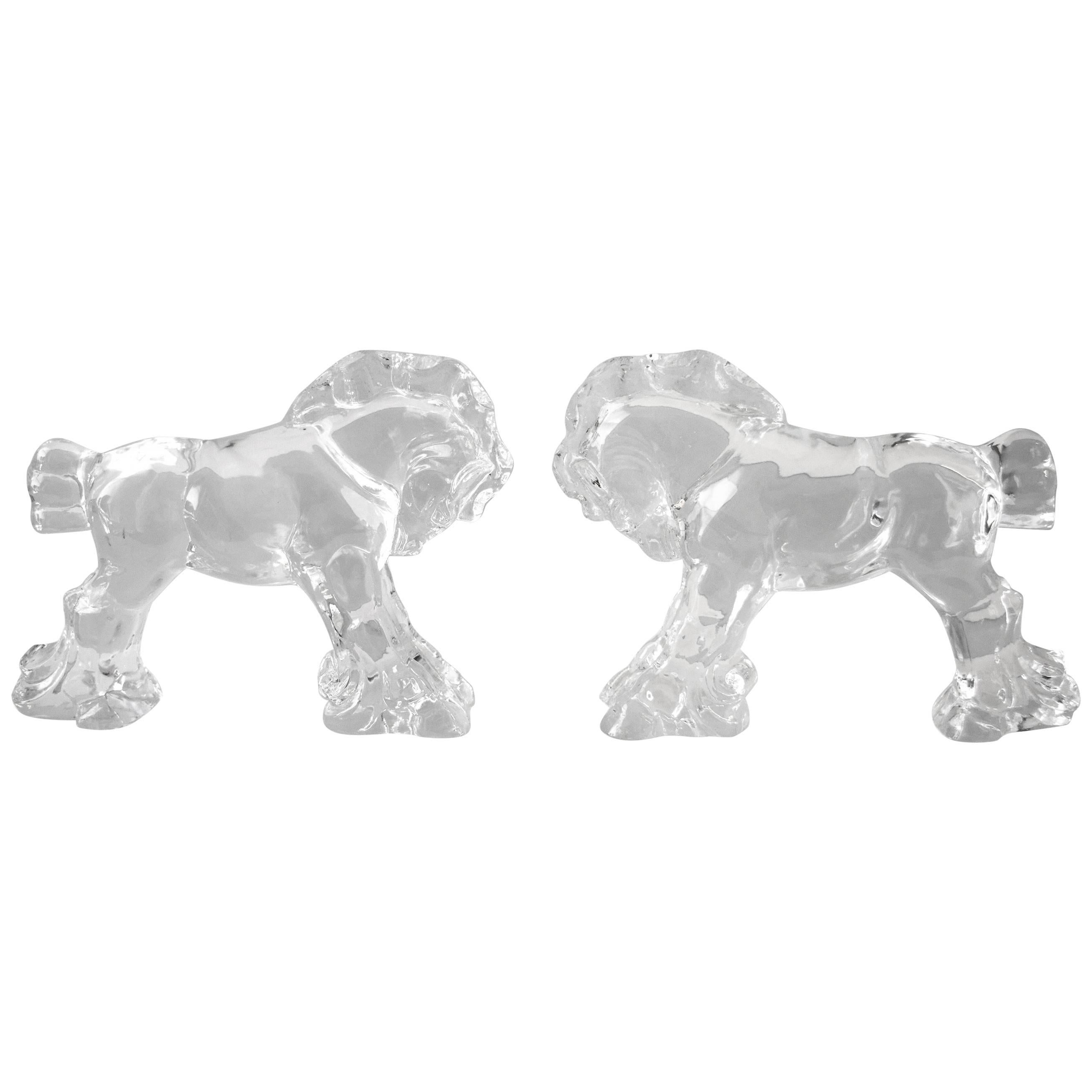 Pair of 1930s Steuben Glass Sculptures of Horses