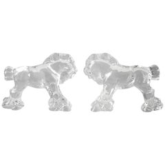 Vintage Pair of 1930s Steuben Glass Sculptures of Horses