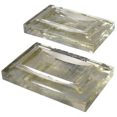 Pair of Large Glass Steuben Ashtrays