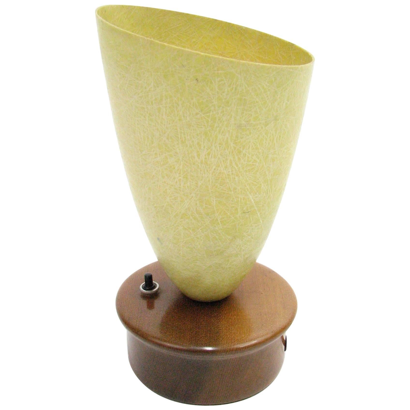 Mid-Century Uplight Lamp with Fiberglass Shade and Oregon Myrtlewood Base For Sale