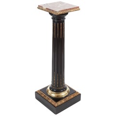 Antique French Ebonized and Ormolu Mounted Pedestal Column