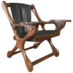 Retro Don Shoemaker Rosewood and Leather “Swinger” Chair