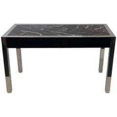 Polished Stainless Steel and Marble Console with Drawers by Pace Collection