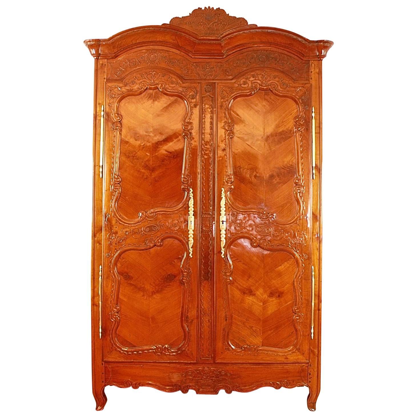 Bridal Cherry Wood Armoire, Brittany 'Rennes', 1758
