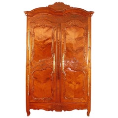 Antique Bridal Cherry Wood Armoire, Brittany 'Rennes', 1758