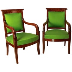 Pair of Empire Mahogany Armchairs in the Manner of Jacob Desmalter