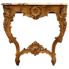 19th Century French Louis XV Style Giltwood Console