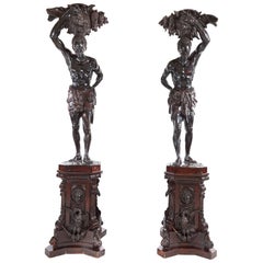 Exhibition Quality Pair of Antique Life Size Blackamoor Figures