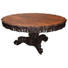 Large 19th Century Highly Decorative Anglo Indian hardwood Centre Table
