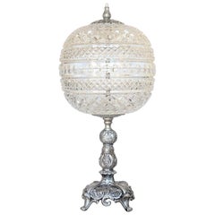 Art Nouveau Style Cut Crystal Two-Light Table Lamp