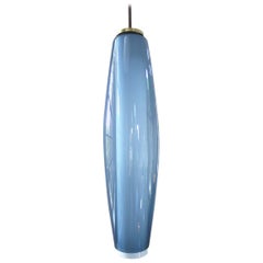 Holmegaard Large Blue and Opaline Pendant Light, Sweden, 1950s