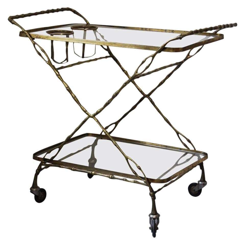 Unusual Naturalistically Styled Bamboo Drinks Trolley