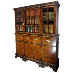 George First Style Burr Walnut Secretaire Bookcase George First Style Burr Walnut Secretaire Bookcase