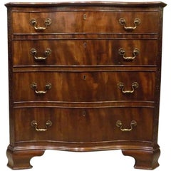 Antique Mahogany Chippendale Revival Edwardian Period Serpentine Chest of Drawers