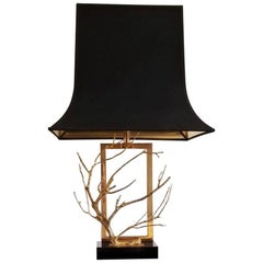 Lampe de bureau sculpturale en forme de branche d'arbre en laiton et doré, France, 1970