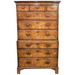 Walnut George I Period Antique Chest on Chest