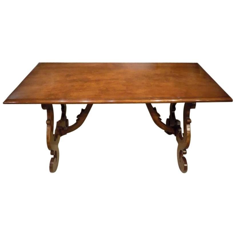 Walnut Spanish Style Antique Refectory Table For Sale