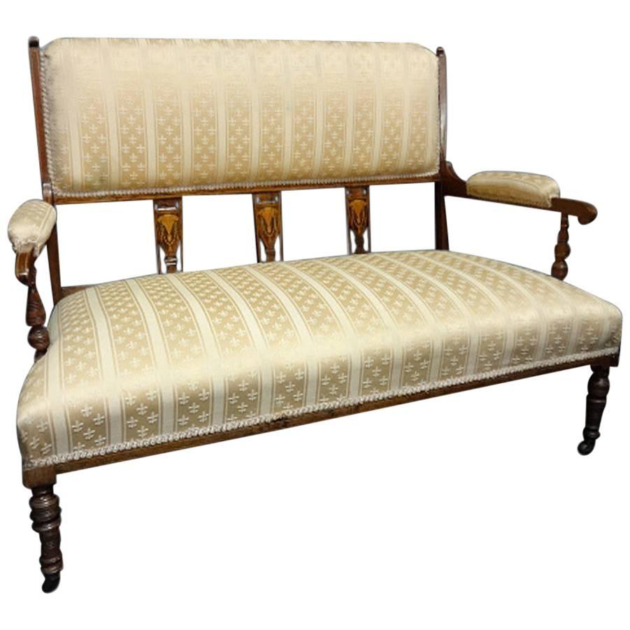 Good Edwardian Period Rosewood Inlaid Settee For Sale