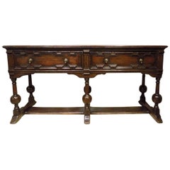 Oak Jacobean Style Two-Drawer Antique Dresser Base