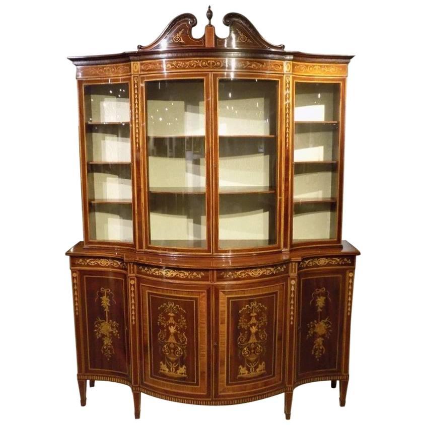 Exhibition Quality Serpentine Mahogany Display Cabinet by Edwards and Roberts