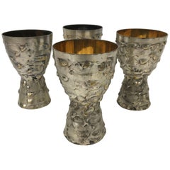 Set of Four Silver Goblets by Ernst Fries, 1970s