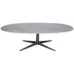 Mid-Century Modern Calcutta Marble-Top Dining Table with Chrome Base Knoll Style