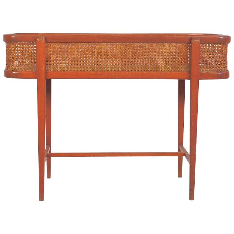 Dio Slojd Oak and Rattan Flower Stand, Jardiniere For Sale at 1stdibs