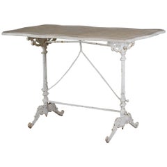 Early 20th Century Cast Iron Marble Top Orangery Table