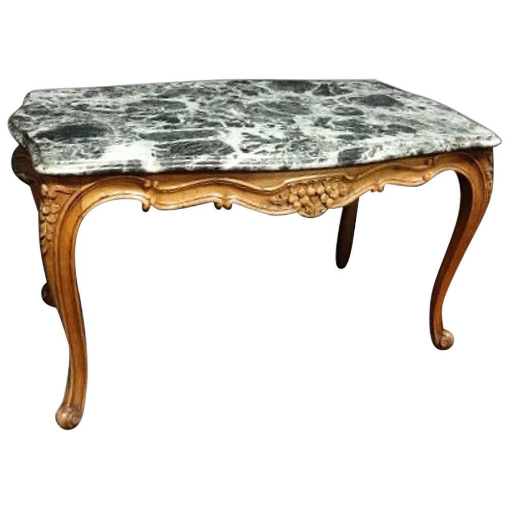 Good French 19th Century Walnut Coffee Table with Marble Top For Sale