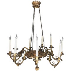 Carved Wooden Empire Style Chandelier Suspended from Crown