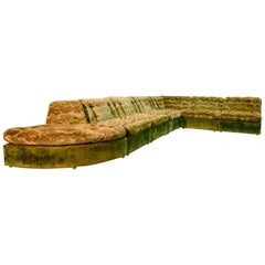 Used Spectacular Mid-Century Gold and Green Velours Modular Sofaset by Laauser